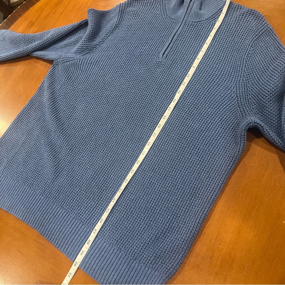 NEW $118 J.Crew Waffle Knit Half Zip Pullover Sweater Baltic Blue XL Cotton - Picture 15 of 16